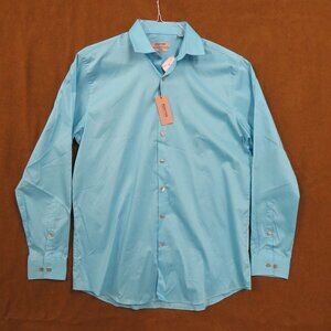 Kenneth Cole Reaction Men's Slim Fit Dress Shirt Blue Hawaii 16-16.5 34/35 NWT